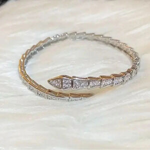 Serpenti Snake Crystal Silver Cuff Bracelet